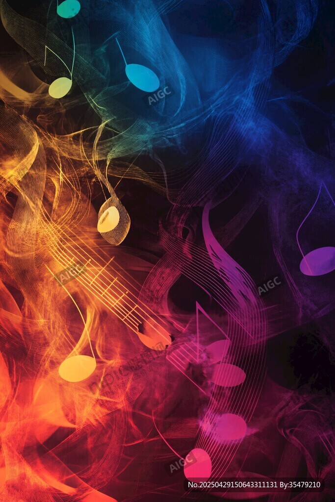 梦幻炫彩音乐音符背景图