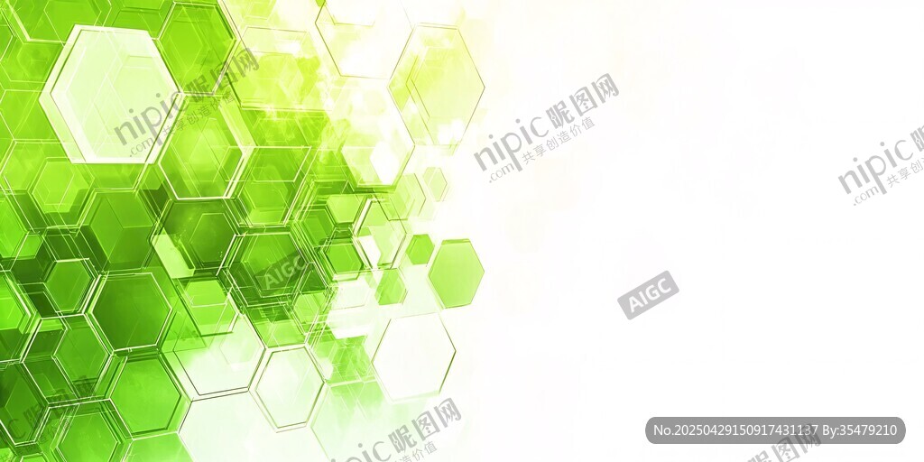 绿色六边形科技风背景图