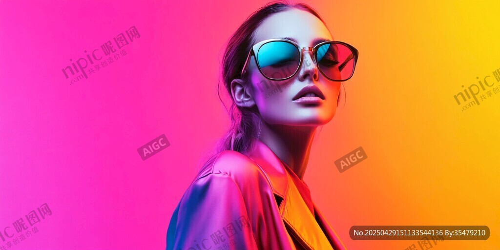 时尚墨镜女士 炫彩背景