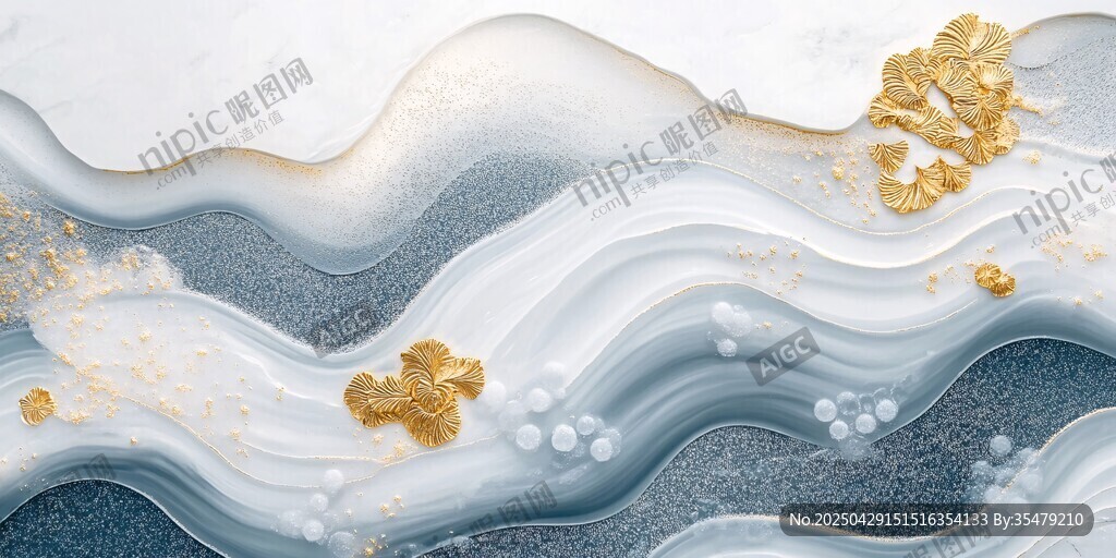梦幻流体艺术 金纹装饰画