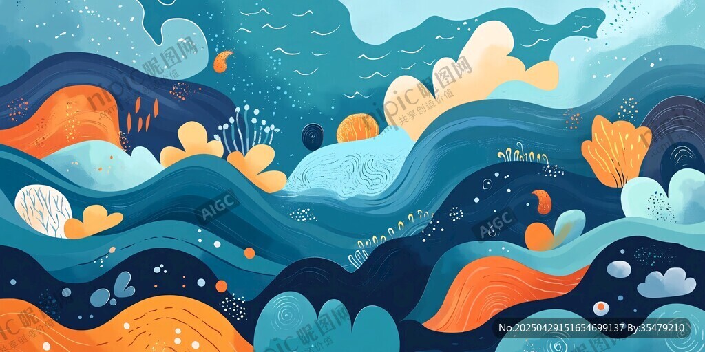 梦幻海洋景观插画