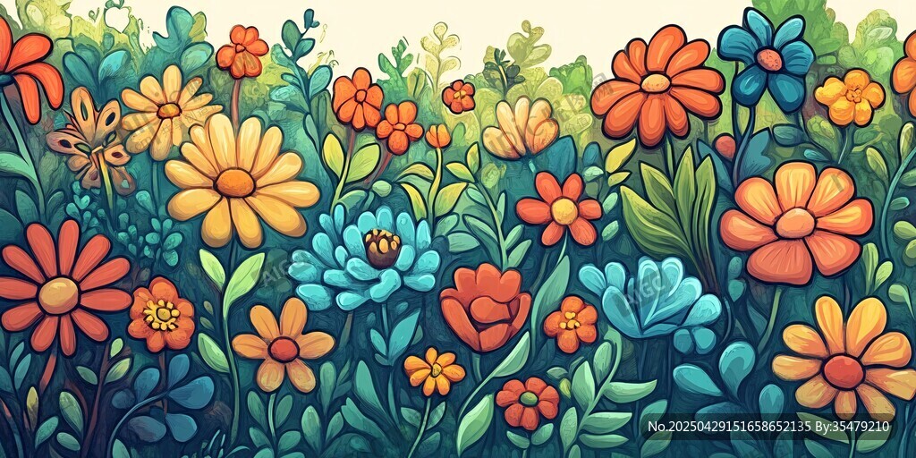缤纷花卉插画 烂漫花之景