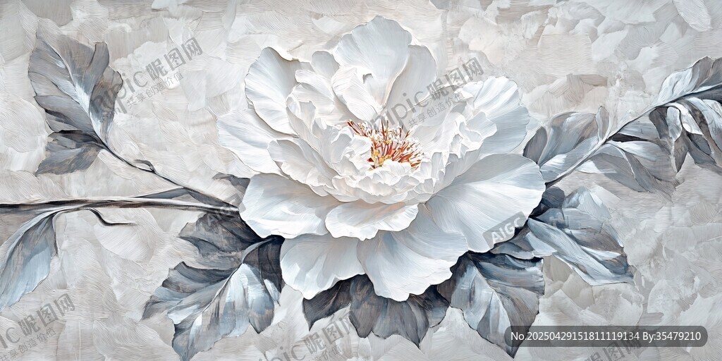 白色牡丹花卉艺术画作