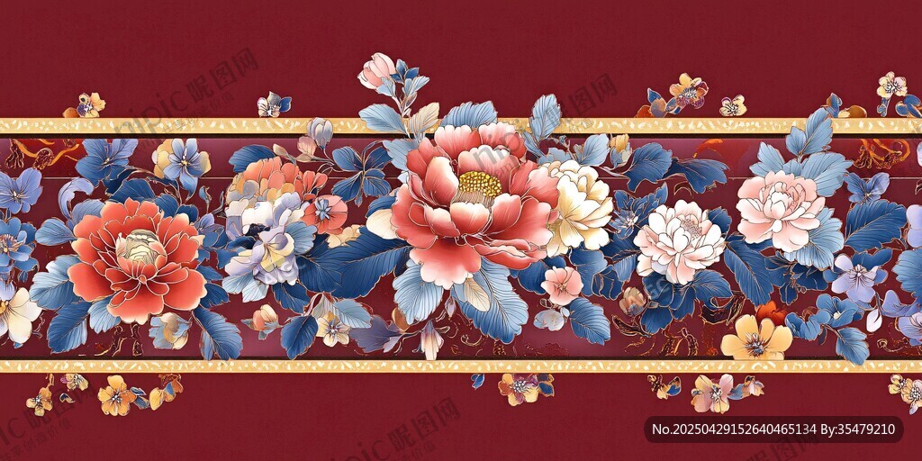 中式繁花锦簇花纹图案