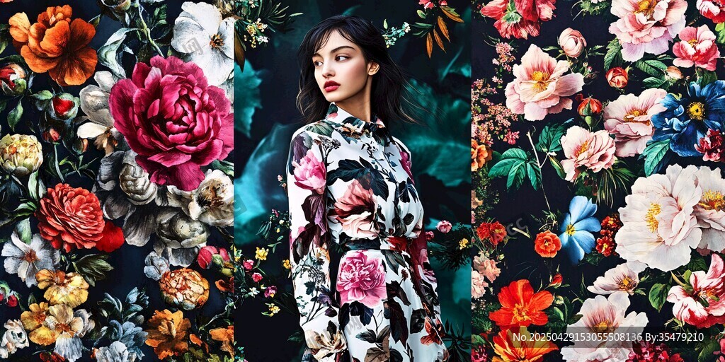 花漾女郎置身缤纷花卉间