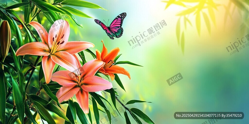 百合绽放引蝶来