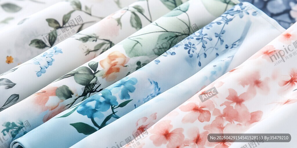 多彩花卉印花布料展示