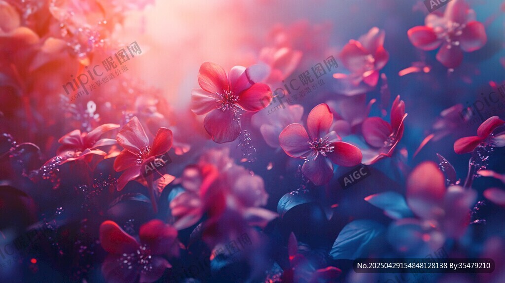 梦幻绚丽的绽放花朵