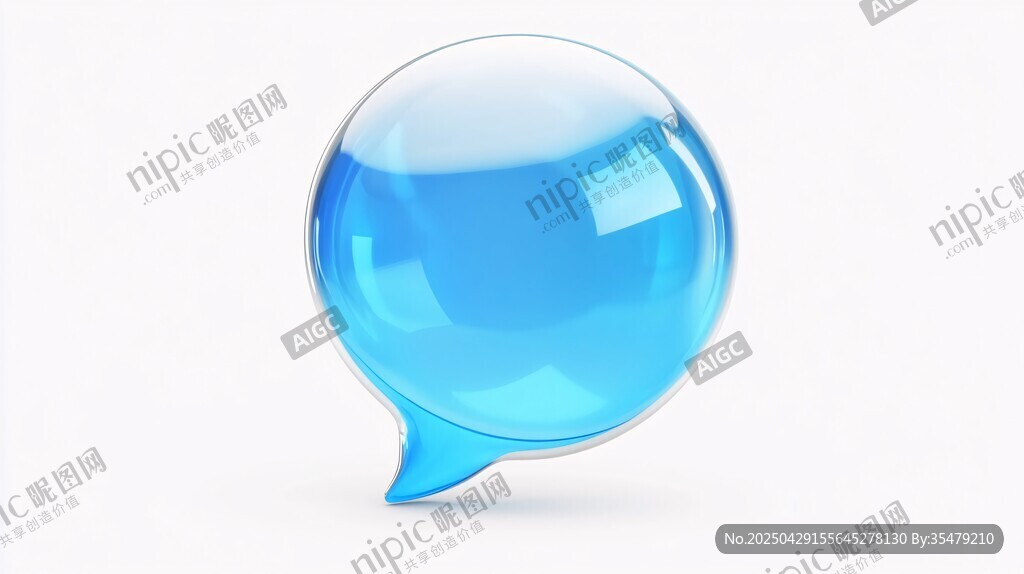 蓝色透明对话气泡图标