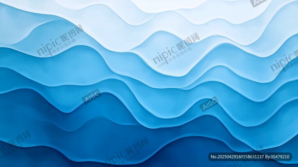蓝色波浪抽象纹理背景图