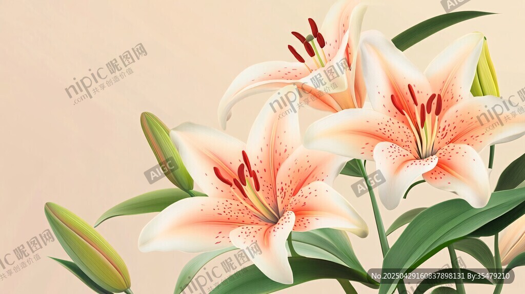 娇艳百合花绽放美丽姿态