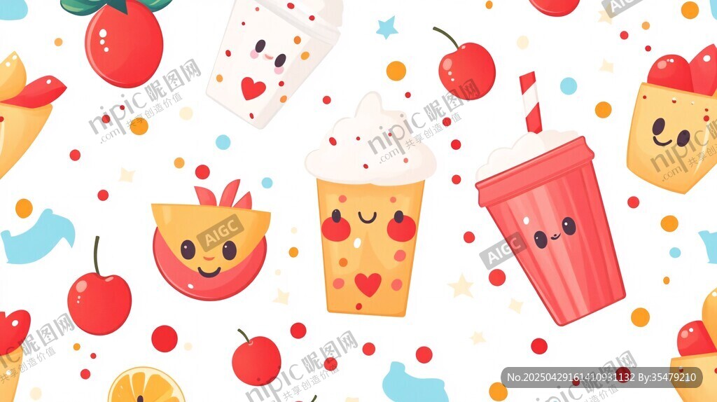 可爱卡通水果甜品图案