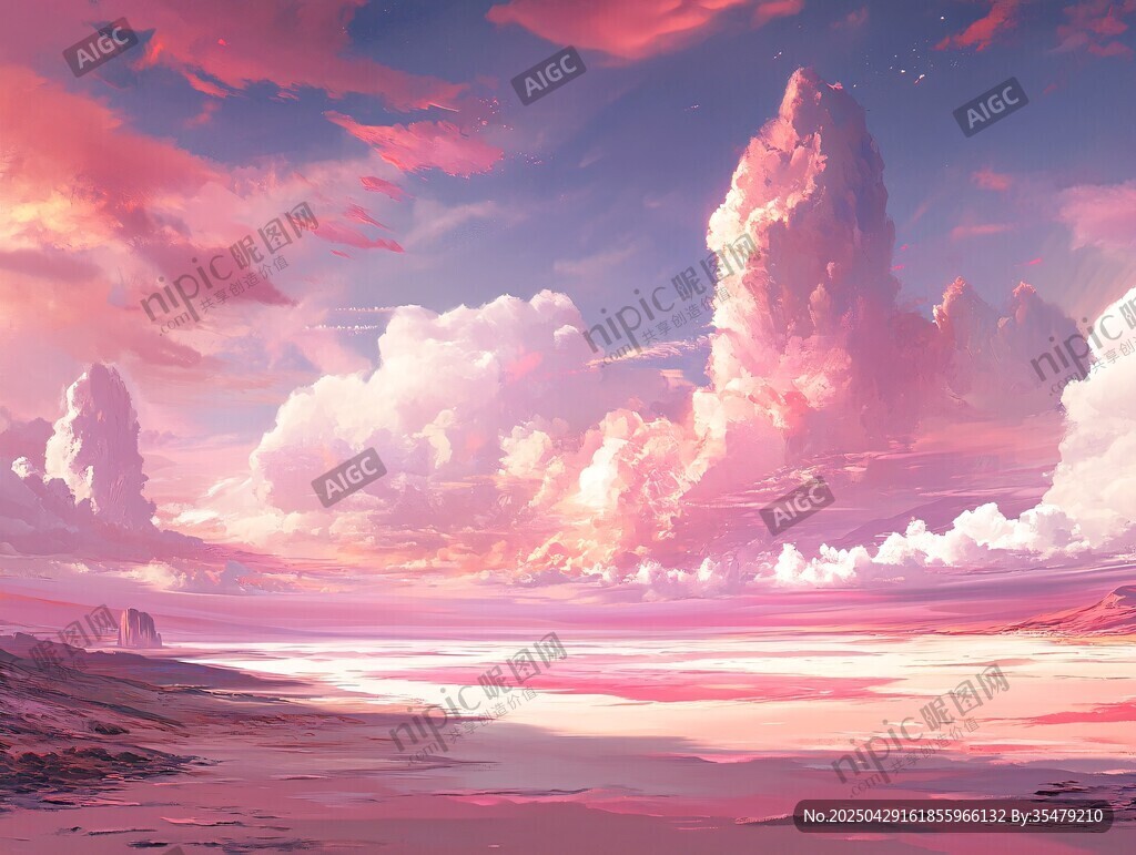 梦幻晚霞下的云海奇观