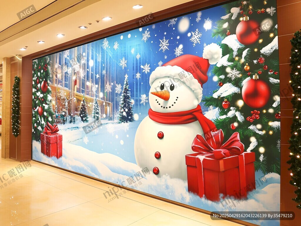 圣诞雪人主题精美壁画