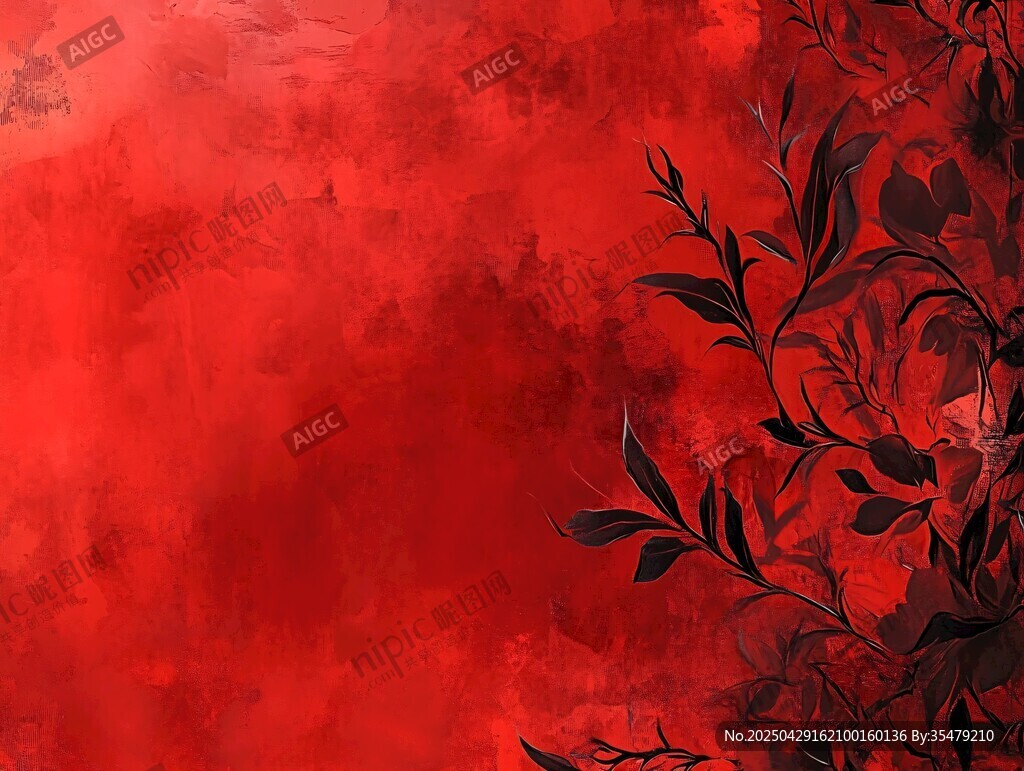 红色花卉背景图