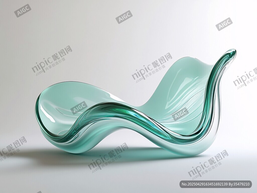 灵动绿波玻璃艺术品