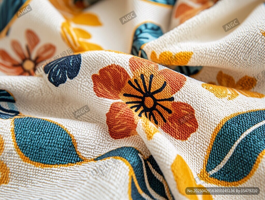 花卉图案布料细节特写