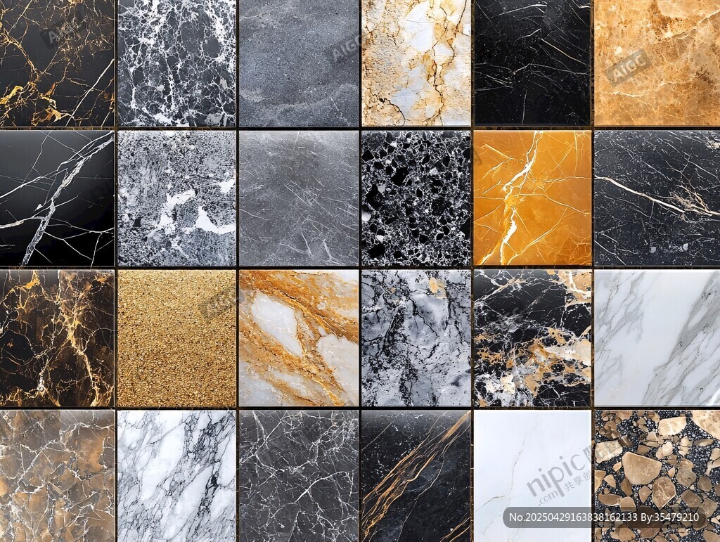 多样大理石纹理瓷砖展示