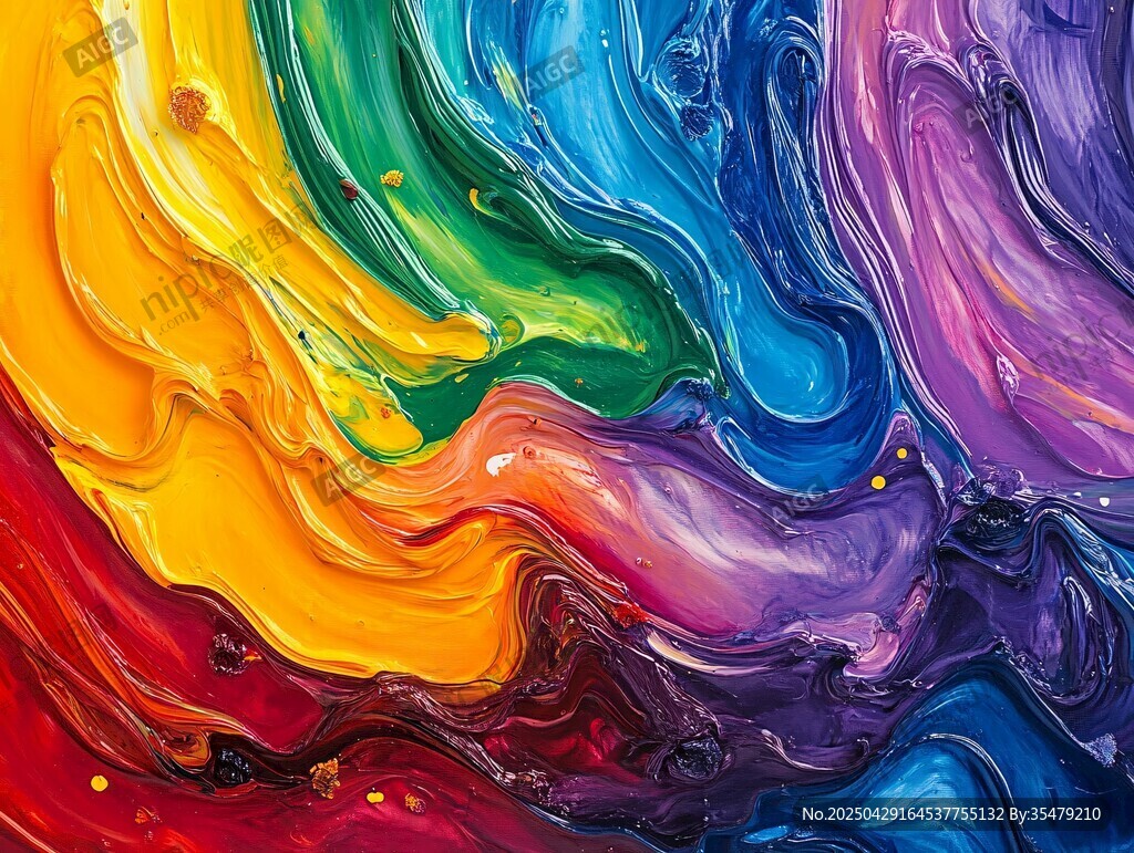 绚丽多彩的流体颜料画面