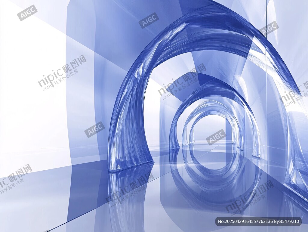 梦幻蓝色科技感隧道空间