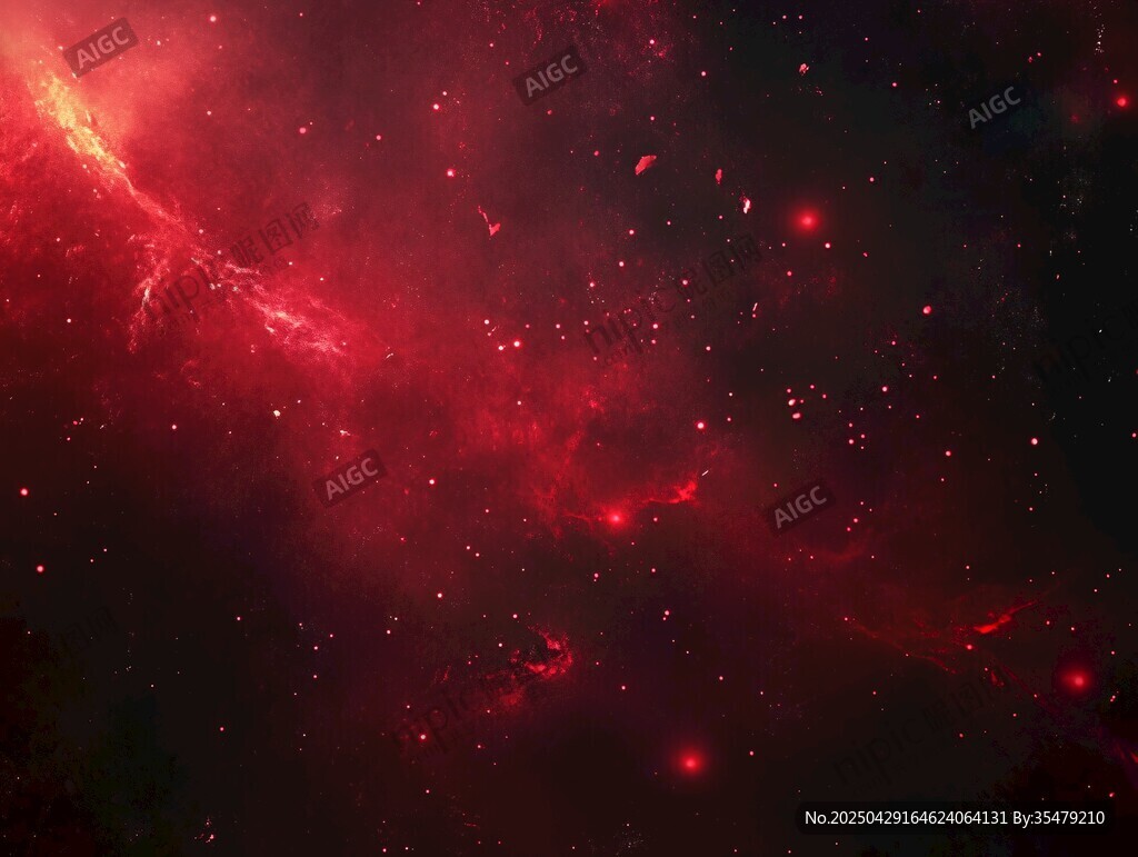 梦幻红色星空宇宙景象