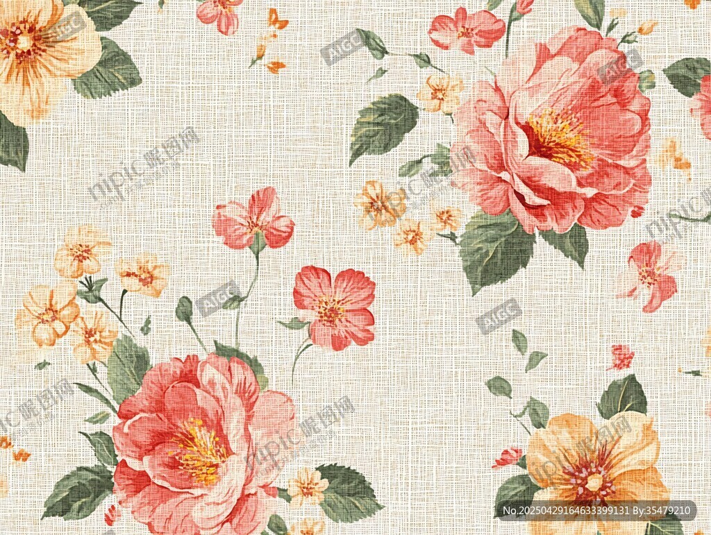 复古花卉布纹图案设计