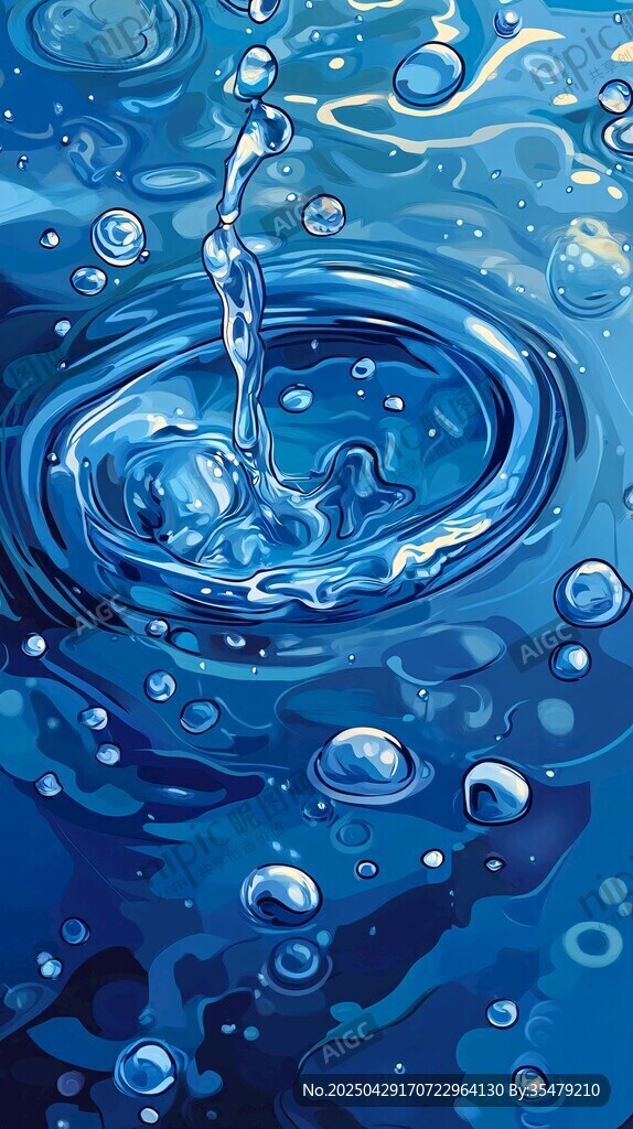 水滴落入水面的梦幻景象