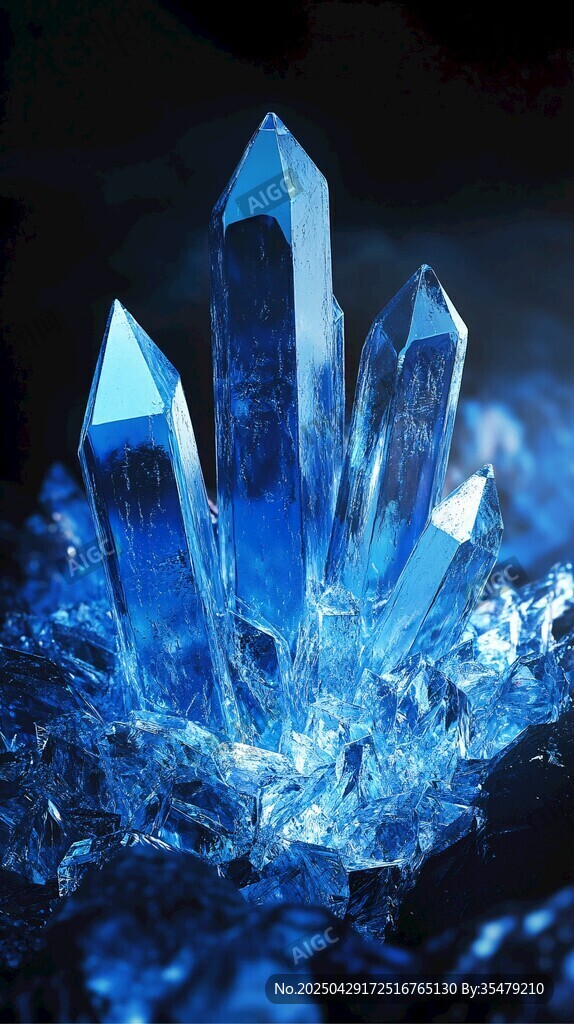 梦幻蓝色水晶簇