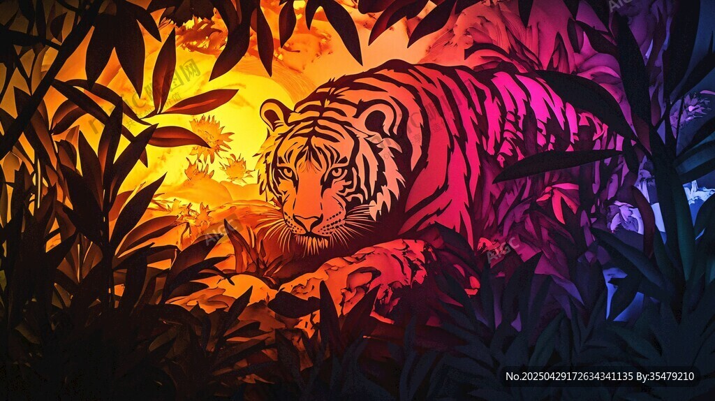 梦幻丛林中的斑斓猛虎