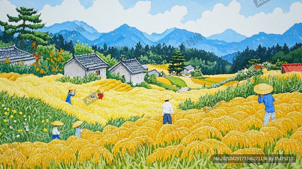 秋日田野里的农忙景象
