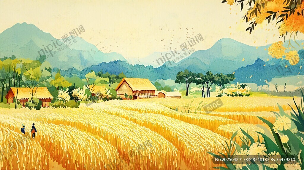 秋日田野乡村静谧美景