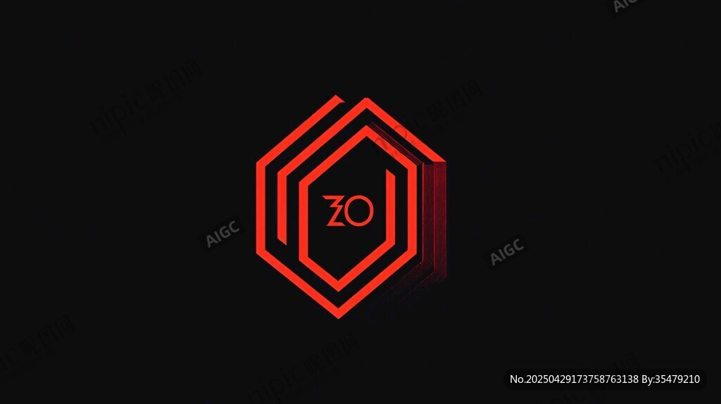 红色六边形ZO标志设计