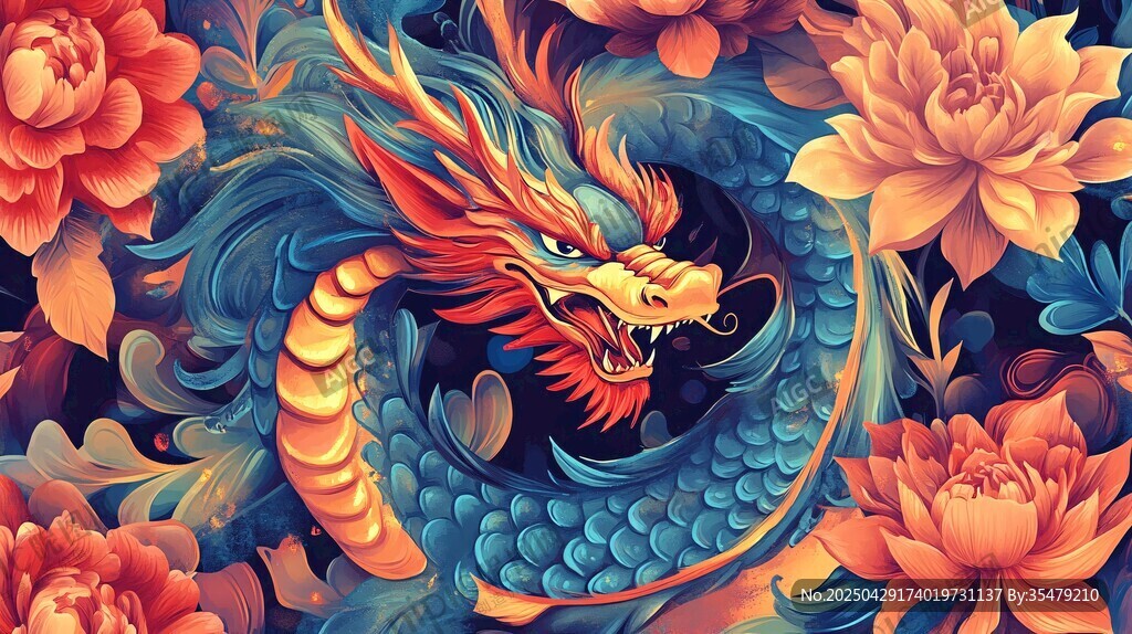 龙戏繁花 尽显东方神韵