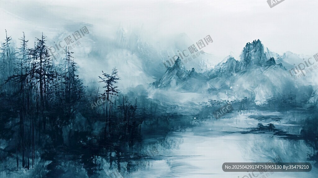 水墨山水间的静谧自然景
