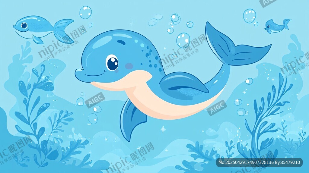 可爱海豚畅游海底世界
