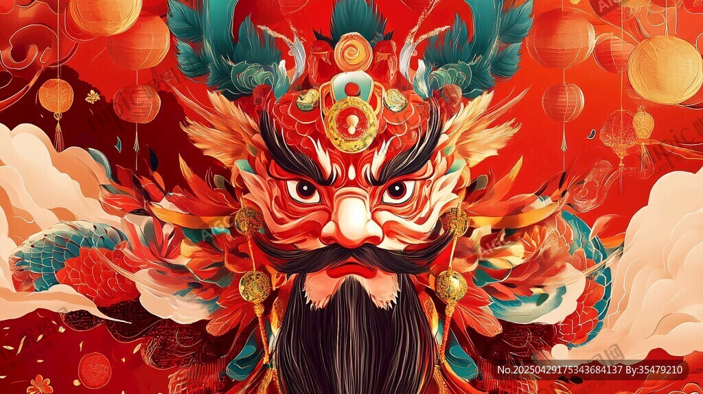 喜庆门神插画 传统韵味浓