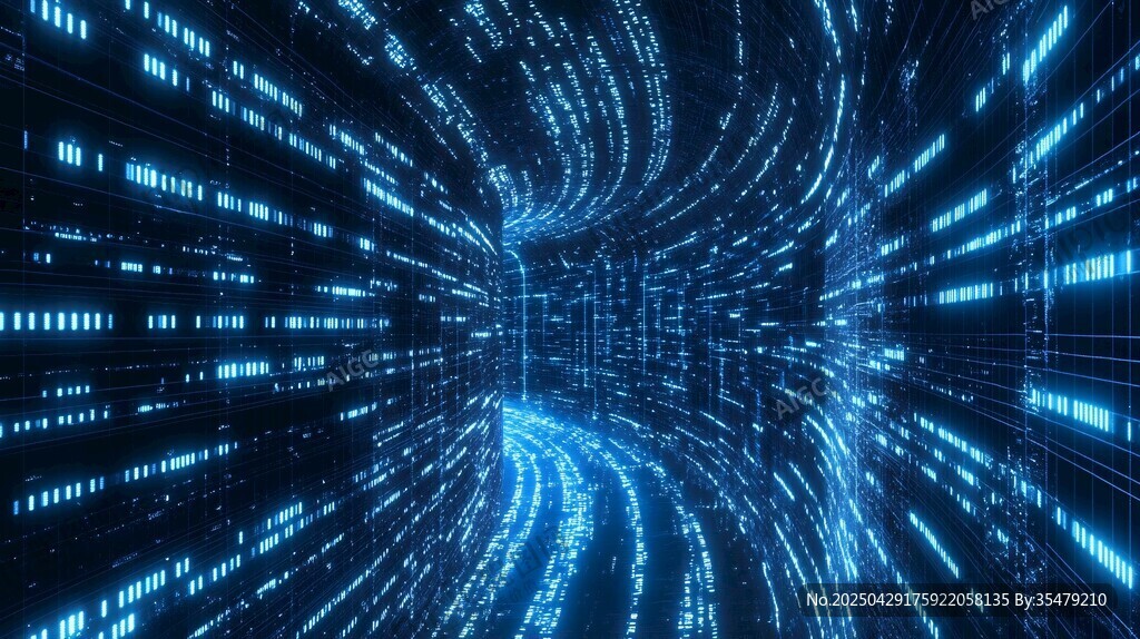 科技数字隧道的未来感画面