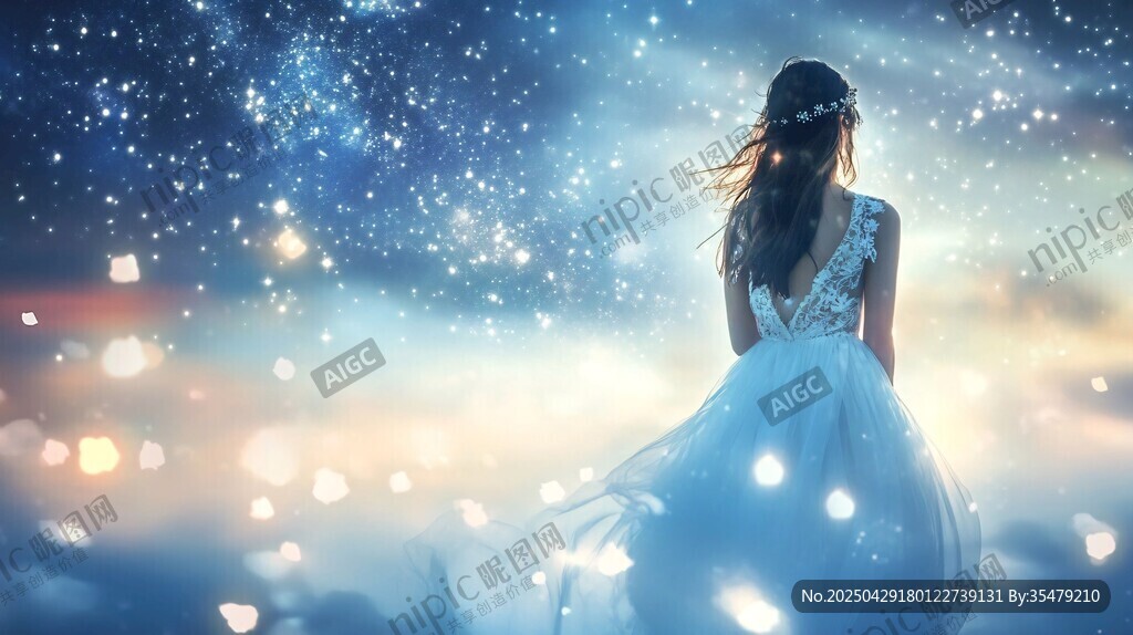 梦幻女孩于璀璨星空下