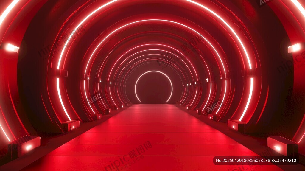 红色炫光科技感未来隧道