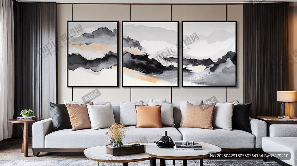 现代简约风客厅艺术挂画