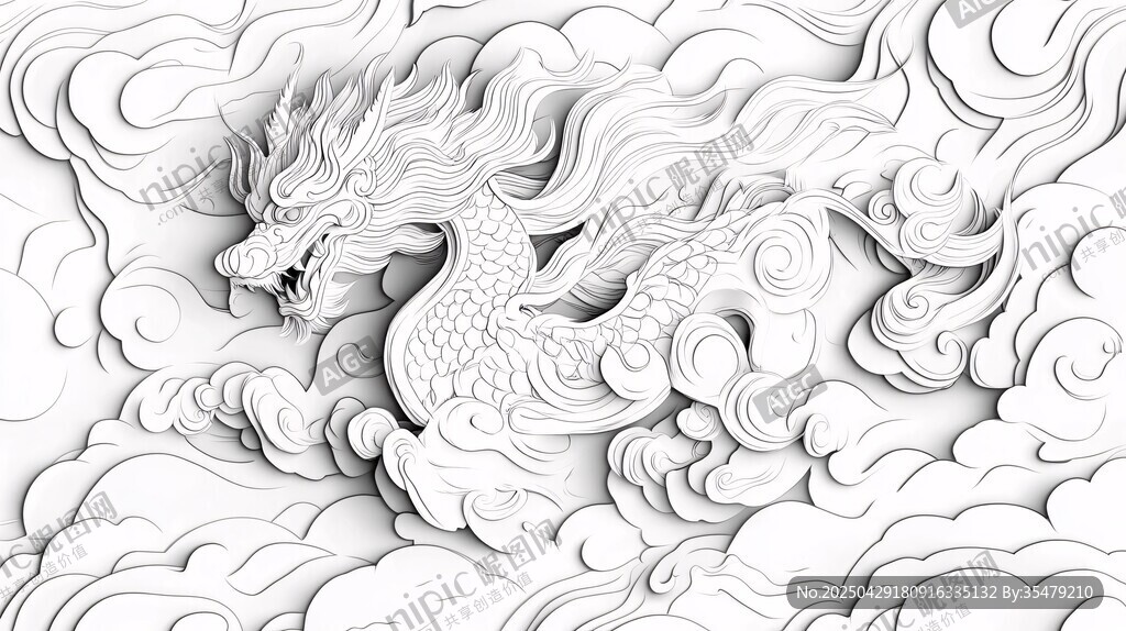 云中祥龙立体雕刻艺术图