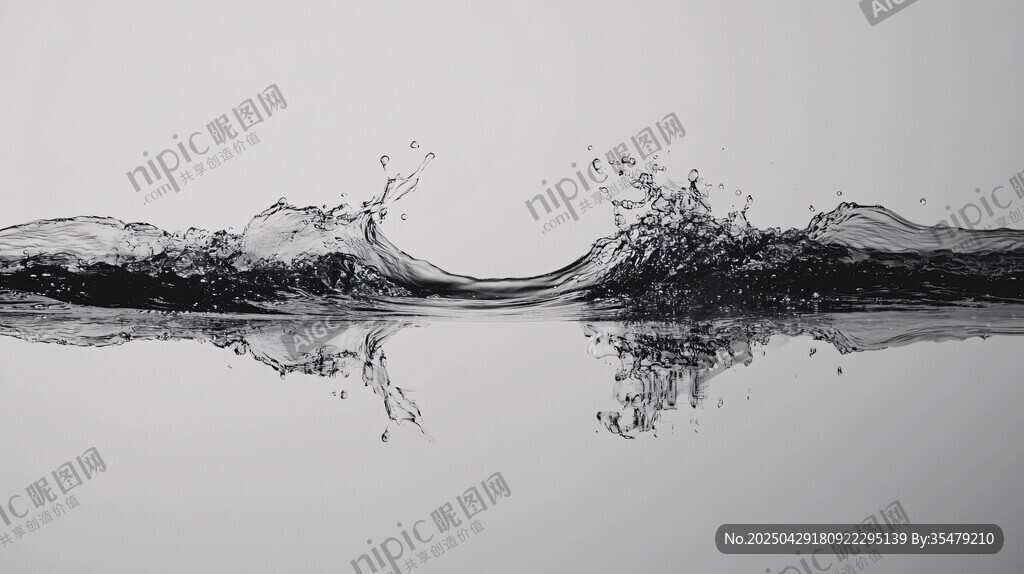 黑白水波镜像图