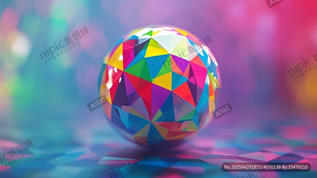 多彩几何球体的梦幻呈现