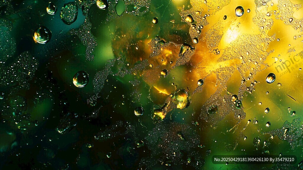 水珠点缀的斑斓梦幻背景