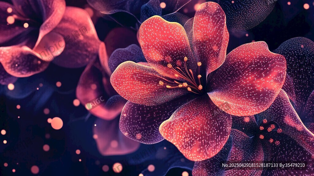 梦幻绚丽花朵微观景象