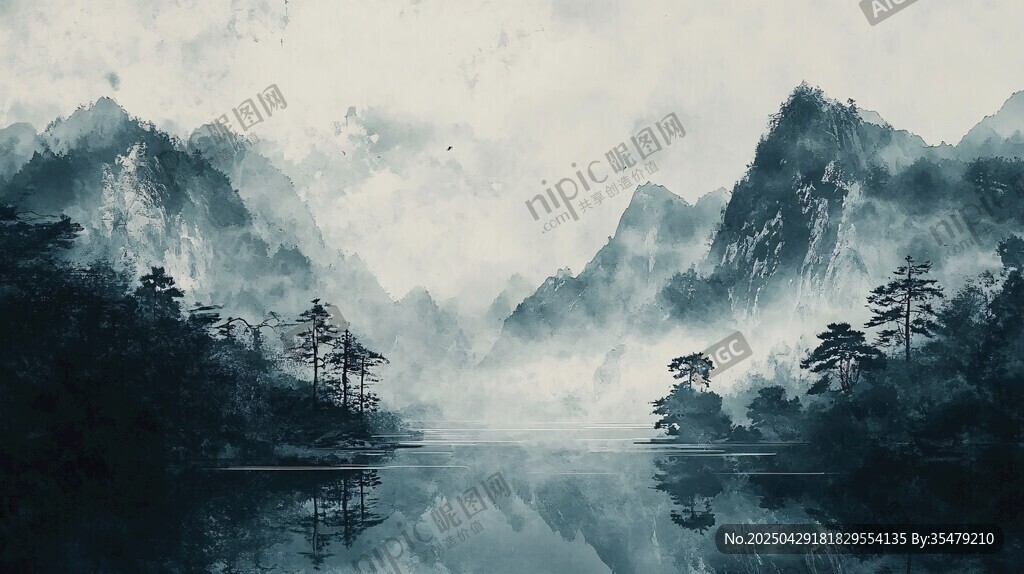 水墨山水间的静谧景致