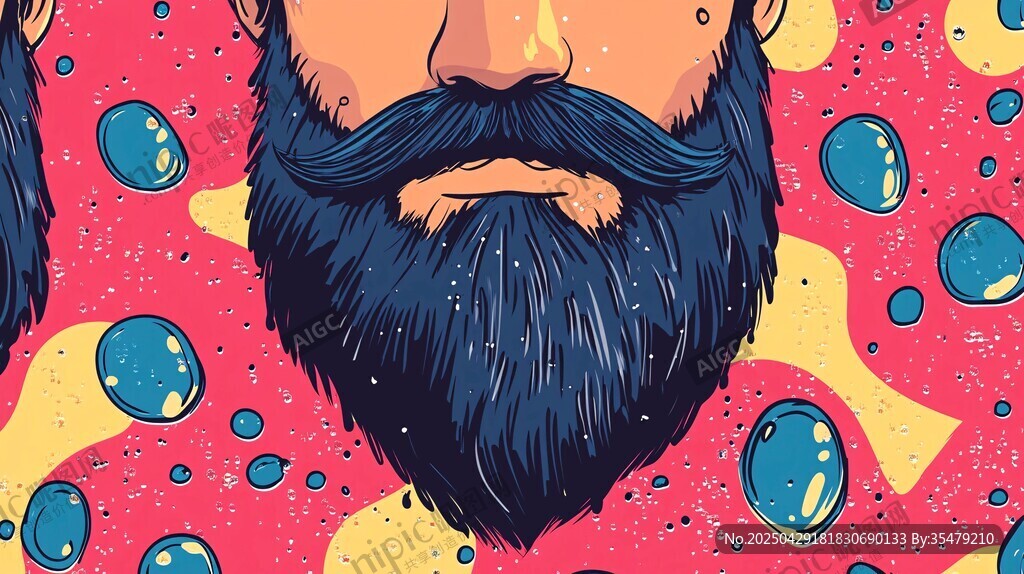个性胡须图案背景插画