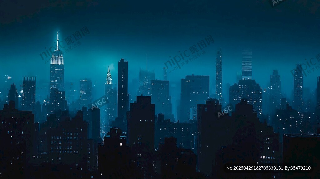 夜幕下的繁华都市景观
