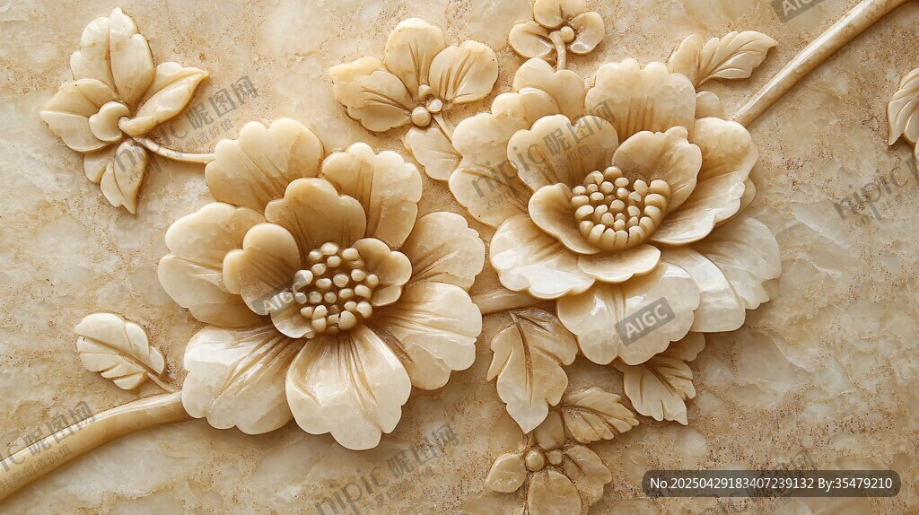 精美浮雕花卉艺术作品
