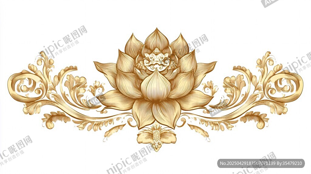 金色莲花华丽装饰图案